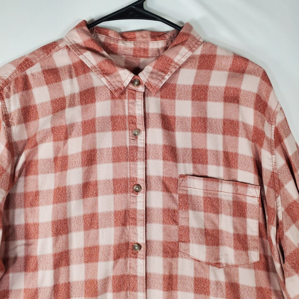 Universal Thread Womens XXL Terracotta Orange Plaid Button Down Flannel Shirt